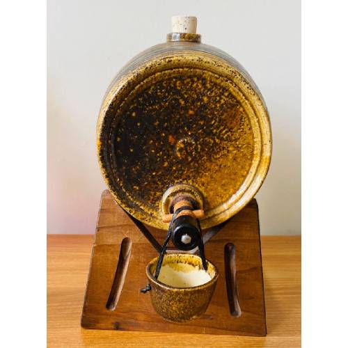 Pottery Barrel Keg with 6 Glasses - Image 3