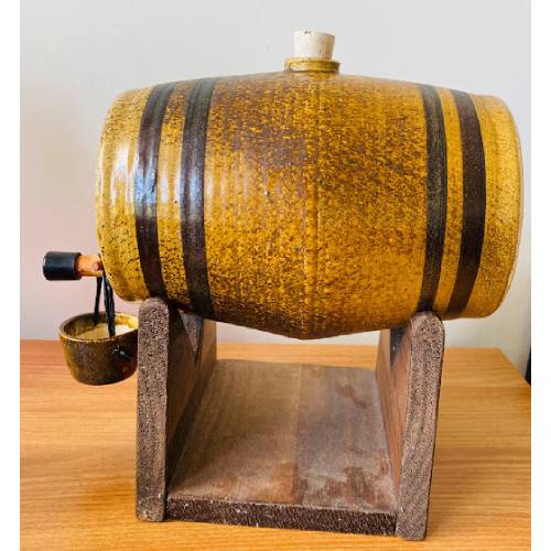 Pottery Barrel Keg with 6 Glasses - Image 4