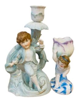 2 Vintage Figurines Candle Holder