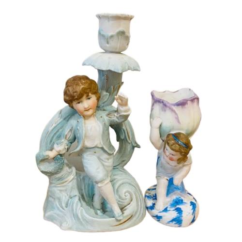2 Vintage Figurines Candle Holder