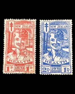1931 Red and Blue Smiling Boy Health New Zealand Stamps