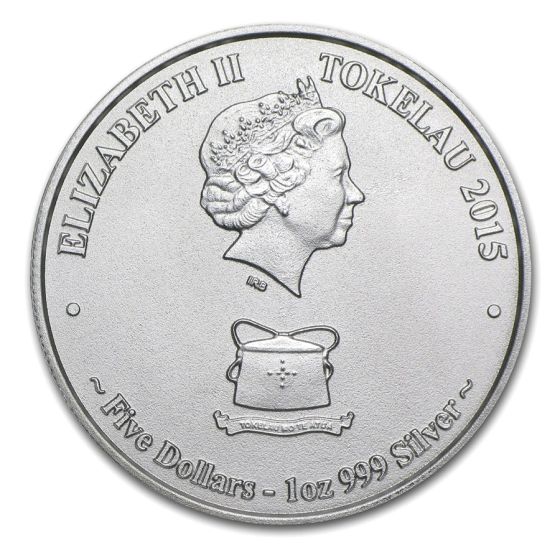 Mokoha Great White Shark 2015 Tokelau .999 Silver $5 - Image 2
