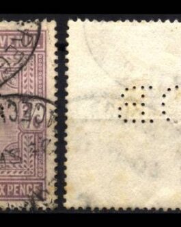 1902 Great Britain King Edward VII 2/6 Purple Stamp DB Perfin
