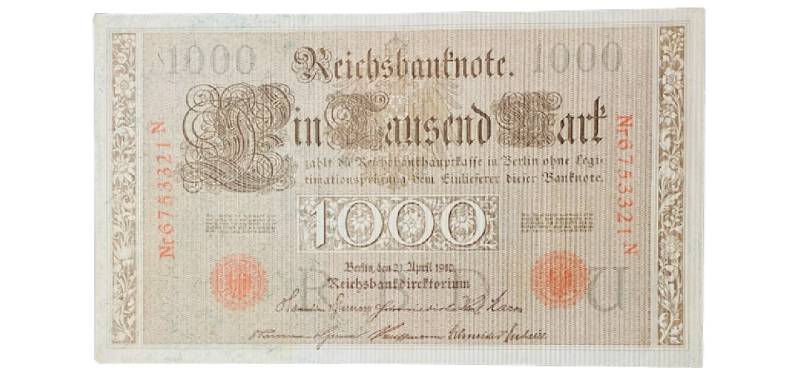 1910 German Empire 6 X 1000 Marks Consecutive Numbers - Image 2