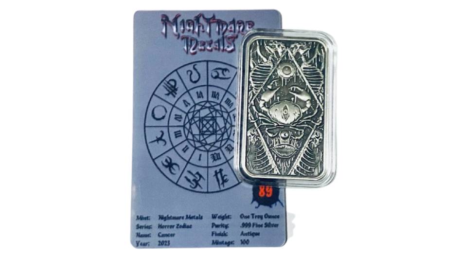 Horror Zodiacs - Cancer 1 Oz Antique Finish Bar - Image 4