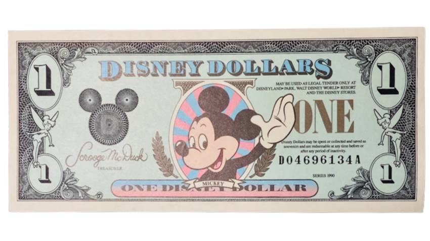 1990 D $1 Mickey Disney Dollar aUNC - Image 2