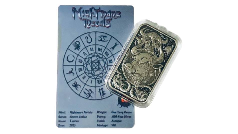 Horror Zodiacs – Taurus 1 Oz Antique Finish Bar - Image 3