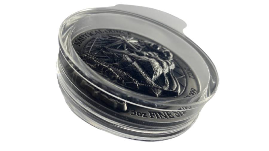 3 OZ Nautical Ounce High Relief Antique Silver Coin - Image 3