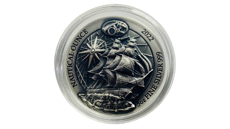 3 OZ Nautical Ounce High Relief Antique Silver Coin - Image 2