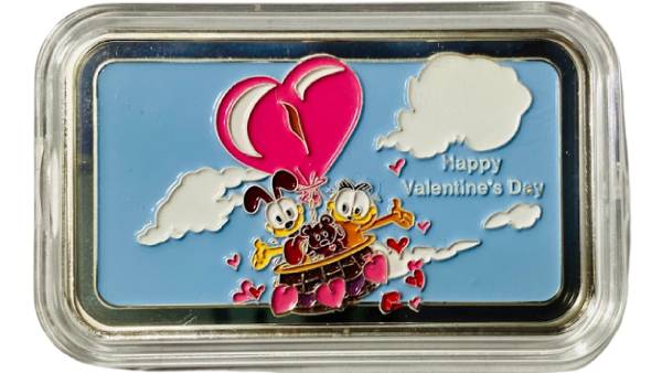 Happy Valentines Day GARFIELD & ODIE 1 Oz Silver Bar