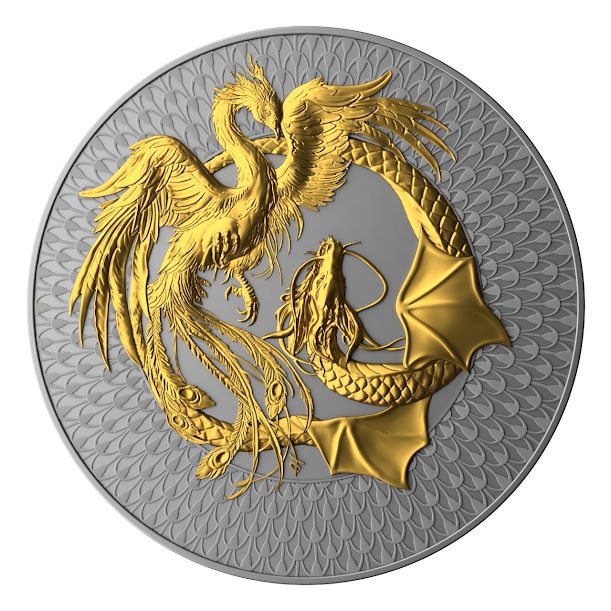 PHOENIX & DRAGON ULTRA HIGH RELIEF 2 OZ SILVER COIN