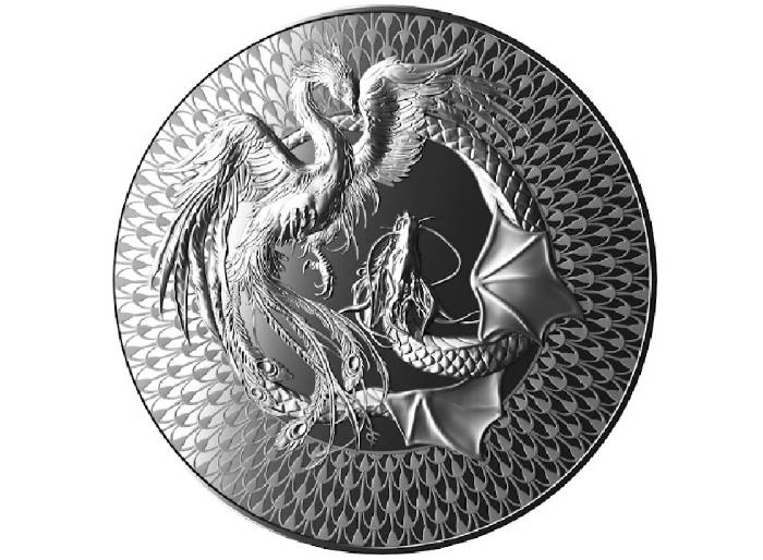 PHOENIX & DRAGON ULTRA HIGH RELIEF 2 OZ SILVER COIN