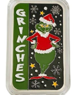 The Grinch Christmas 1oz SILVER Enameled Art Bar