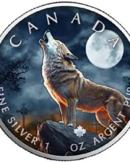 HOWLING WOLF MAPLE LEAF 1 OZ SILVER COLOR COIN