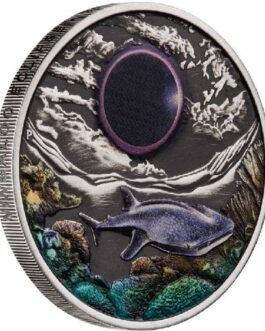 Ningaloo Eclipse 2023 2oz Silver Antiqued Coloured Coin