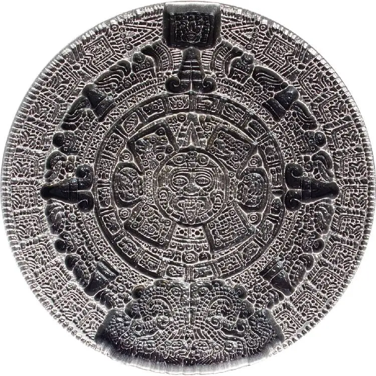 2OZ AZTEC SUN STONE SILVER STACKER – ANTIQUE FINISH - Image 2