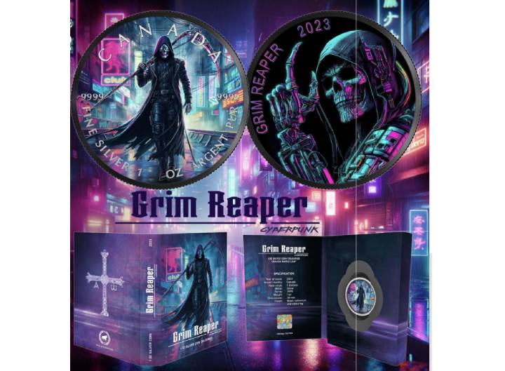 Grim Reaper Cyberpunk Black ruthenium 1oz 999.9 Silver Coin - Image 3
