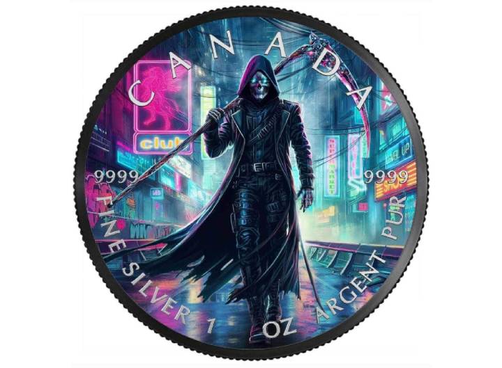 Grim Reaper Cyberpunk Black ruthenium 1oz 999.9 Silver Coin