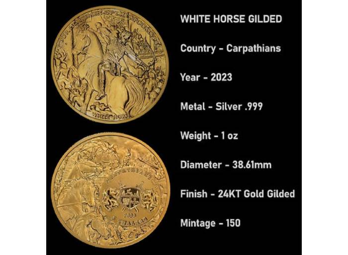 2023 4 Horsemen of the Apocalypse White Horse Gilded 1 oz Silver - Image 3