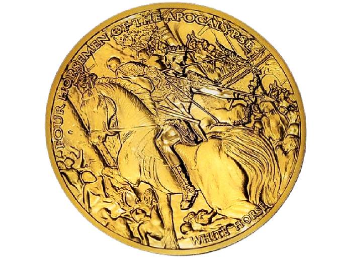 2023 4 Horsemen of the Apocalypse White Horse Gilded 1 oz Silver Coin