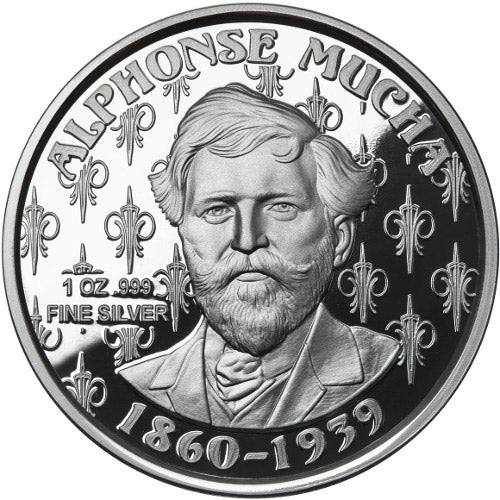 JOB Mucha Collection 1oz .999 Silver Proof Round - Image 2