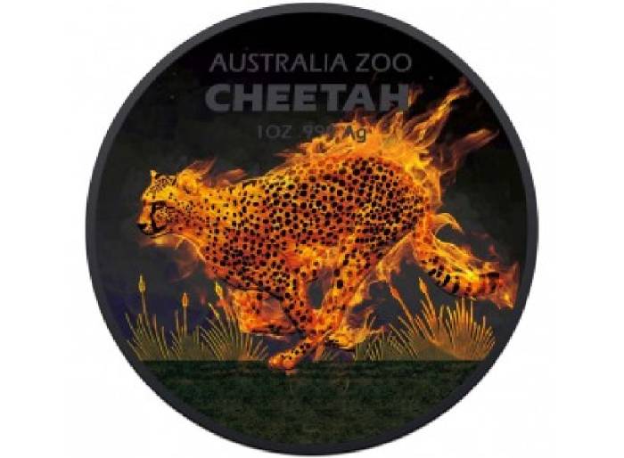 1oz Australia Silver Zoo Burning Cheetah Black Platinum Coin