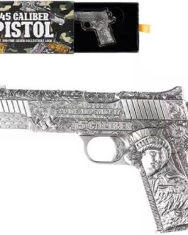 45 CALIBER PISTOL HANDGUN Antique 2 Oz Silver Coin