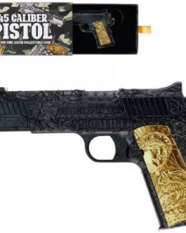 45 CALIBER PISTOL HANDGUN Black and Gold 2 Oz Silver Coin