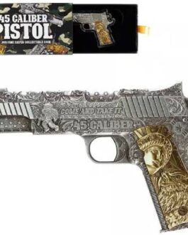 45 CALIBER PISTOL HANDGUN Gilded 2 Oz Silver Coin