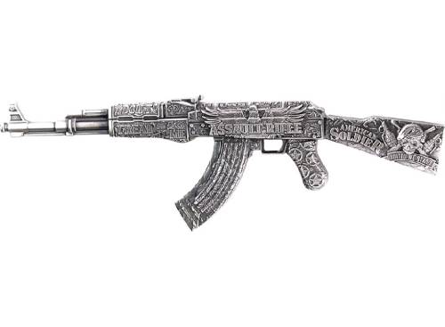 ASSAULT RIFLE Antiqued 2 Oz Silver Coin - Image 4