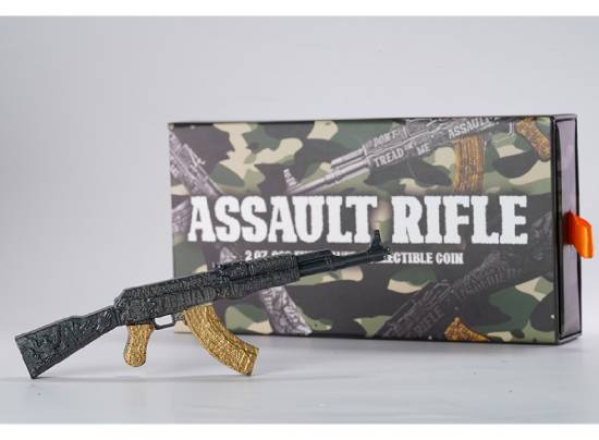 ASSAULT RIFLE Black & Gold 2 Oz Silver Coin - Image 3