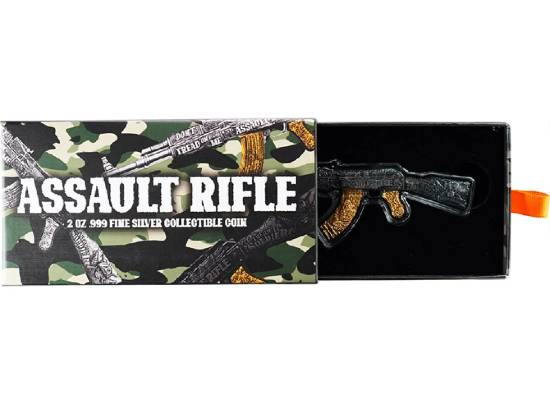 ASSAULT RIFLE Black & Gold 2 Oz Silver Coin - Image 4