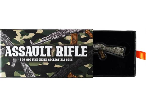 ASSAULT RIFLE Gilded 2 Oz Silver Coin - Image 3