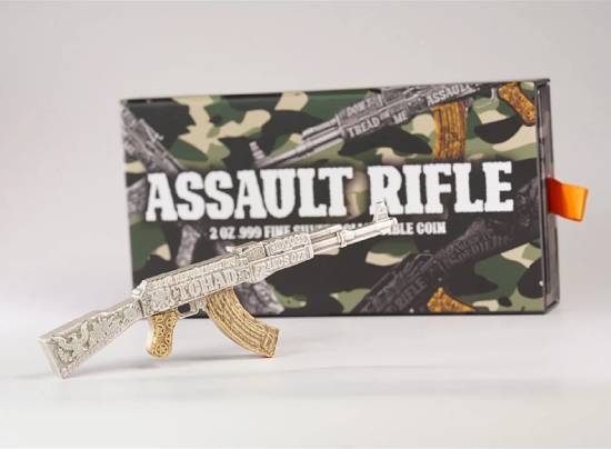 ASSAULT RIFLE Gilded 2 Oz Silver Coin - Image 4
