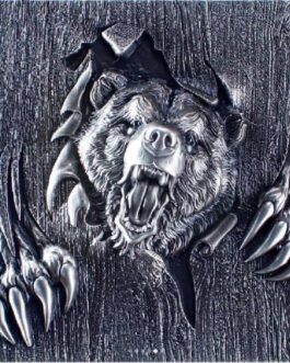 Furious Beasts Bear 2 oz Silver Antiqued Stacker