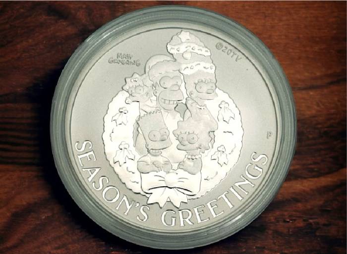 Simpsons™ Season's Greetings 1 Oz Silver BU Christmas Coin