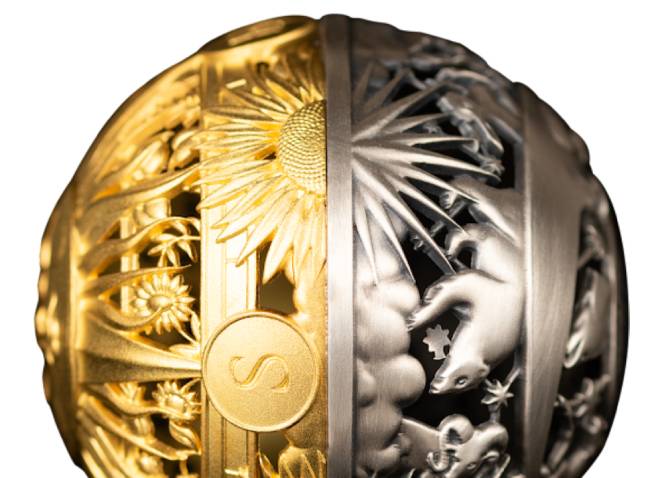 SUN AND MOON Filigree Spherical 2 Oz Silver Coin - Image 3