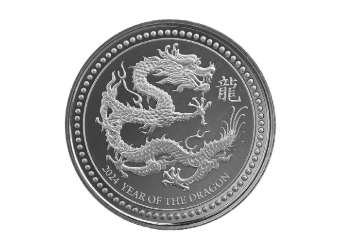 2024 Year of the Dragon Half oz Silver Proof Like coin