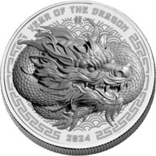 2024 Fiji Year of the Dragon UHR 1 oz Silver Coin