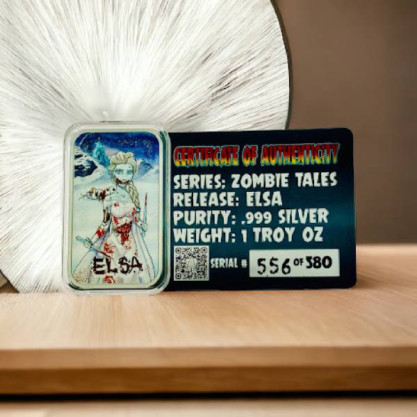 Zombie Tales Elsa Double colorized 1 OZ .999 silver Bar - Image 3