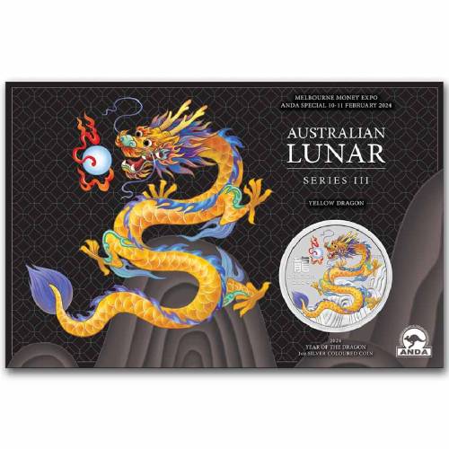 1 oz Silver Lunar Yellow Dragon-ANDA Expo Special Card - Image 3