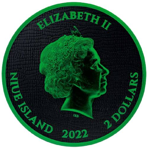 Black Platinum Cyber Green Colorized Coin Welsh Dragon - Image 2