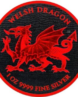 Black Ruthenium Cyber Red Silver Welsh Dragon