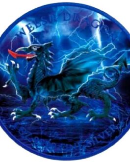 Cyber Blue Holographic Colorized Welsh Dragon