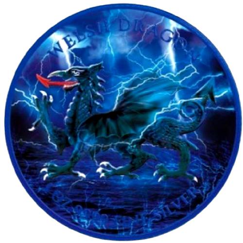 Cyber Blue Holographic Colorized Welsh Dragon
