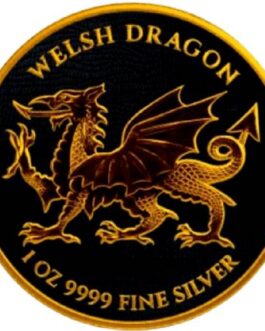 Black Ruthenium 24kt Gold Gilded Silver Welsh Dragon