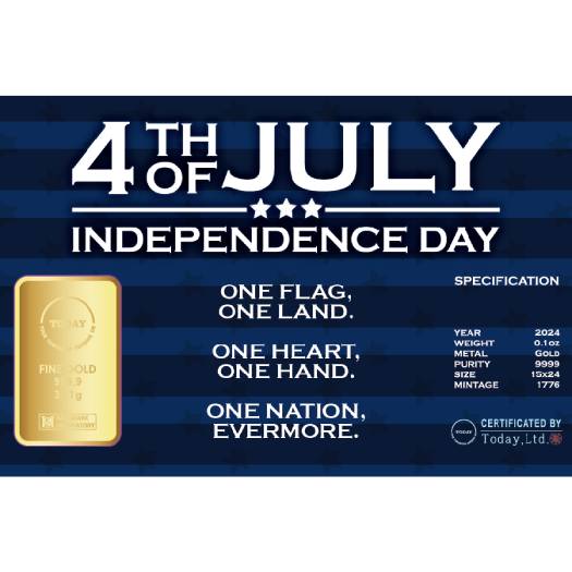 INDEPENDENCE 2024 1/10 OZ PURE GOLD BAR IN ASSAY - Image 2