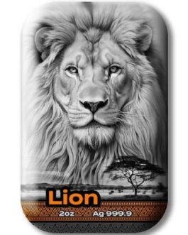 The Big Five Lion 2 Oz Silver Cast Bar