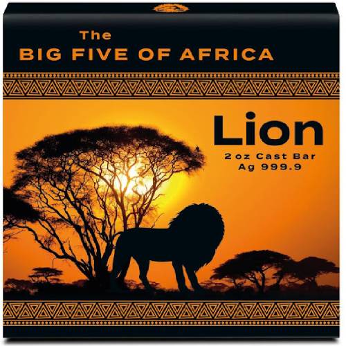The Big Five Lion 2 Oz Silver Cast Bar - Image 4