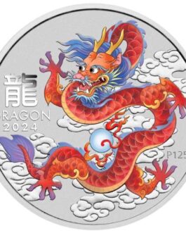 Year of the Dragon 1oz Silver Red Coloured Coin in Card